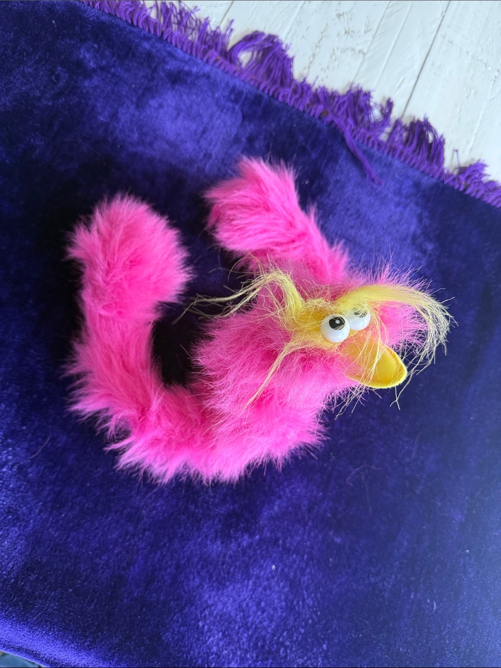 Vintage 1990s  Doozy Bird Fun  Pink Fuzzy Plush Hosung
